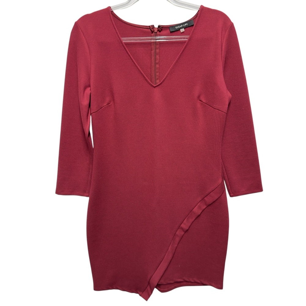 Rayon Ponte Structured Knit Asymmetrical Mini Dress